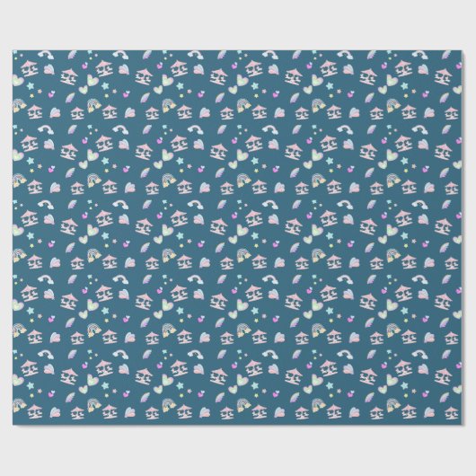 Papier Cadeau Carrousel arc-en-ciel magique Unicorn anniversaire (Plat)