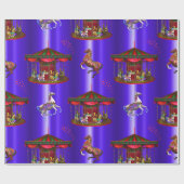 Papier Cadeau Carrousel de Noël Papier à enveloppement bleu (Plat)