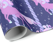 Papier Cadeau Carrousel de Unicorne - nuit (Coin rond)