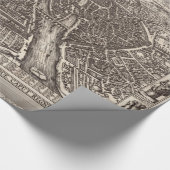 Papier Cadeau Carte 1618 de Paris par Claes Jansz. Visscher (Coin)