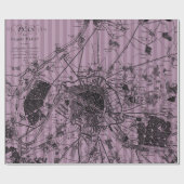 Papier Cadeau Carte ancienne rayée de mauve (Plat)