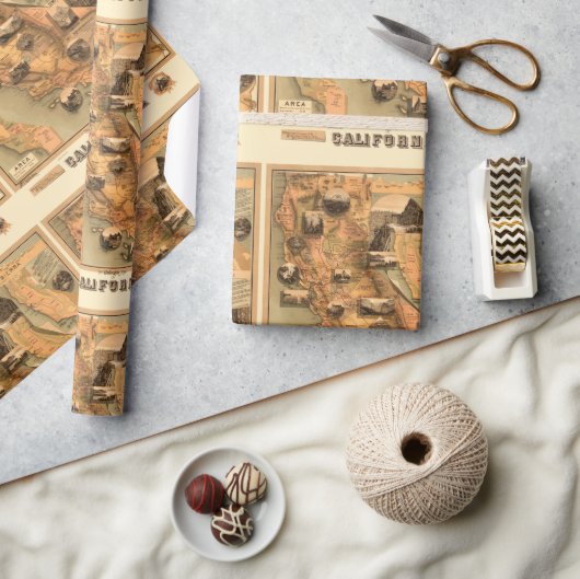 Papier Cadeau Carte ancienne unique de Californie restaurée, 188 (Artisanat)