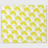 Papier Cadeau Carte d'Afrique jaune funky (Plat)