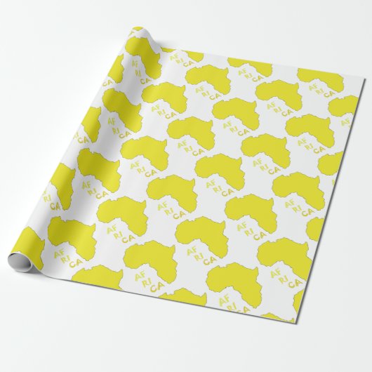 Papier Cadeau Carte d'Afrique jaune funky (Déroulé)