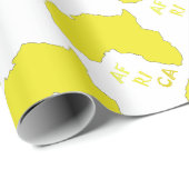 Papier Cadeau Carte d'Afrique jaune funky (Coin rond)