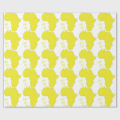 Papier Cadeau Carte d'Afrique jaune funky (Plat)