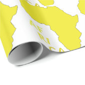 Papier Cadeau Carte d'Afrique jaune funky (Coin rond)