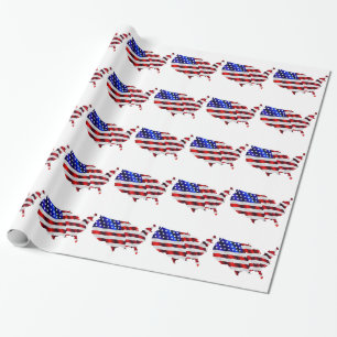 Papier Cadeau Carte de drapeau américain de l'Amérique
