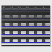 Papier Cadeau Carte de la ligne bleue mince sur un drapeau améri (Plat)