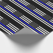 Papier Cadeau Carte de la ligne bleue mince sur un drapeau améri (Coin)