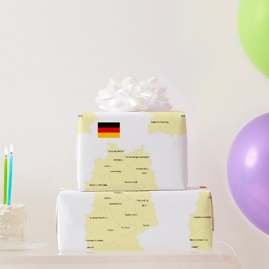 Papier Cadeau Carte de l'Allemagne avec les États et les capital