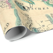 Papier Cadeau Carte de l'Europe Vintage antique (Coin rond)