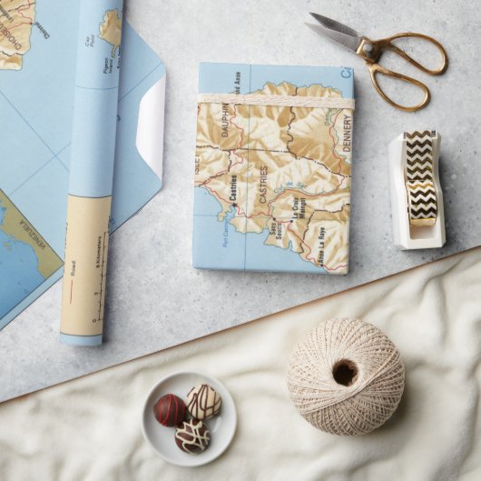 Papier Cadeau Carte de l'île de Sainte-Lucie (1991)  (Artisanat)