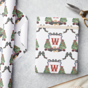 Papier Cadeau Carte de monogramme d'ours en pull-over à carreaux