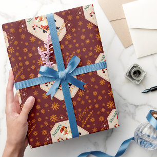 Papier Cadeau Carte de Noël du Père Noël avec Canne à Sucre