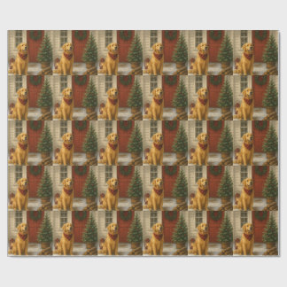 Papier Cadeau Carte de Noël Golden Retriever