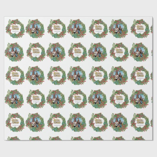 Papier Cadeau Carte de Noël Joyeux Joyeux Joyeux (Plat)