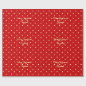 Papier Cadeau Carte de Noël Rouge Faux Gold Script Polka Dot (Plat)