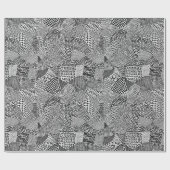 Papier Cadeau Carte de patchwork abstrait - Noir sur blanc (Plat)