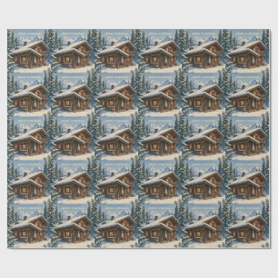 Papier Cadeau Carte de vœux de Noël Chalet Alpin Cosy Hiver enne