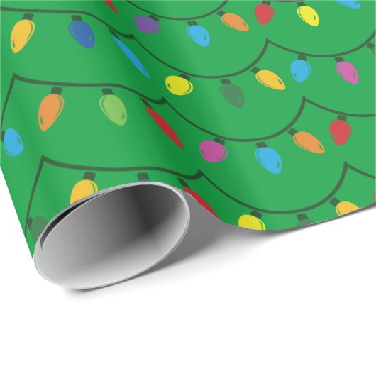 Papier Cadeau Carte de voeux Lights GREEN GIFT WRAP (Coin rond)