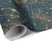 Papier Cadeau Carte des étoiles célestes d'or (4) (Coin rond)