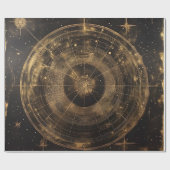 Papier Cadeau Carte des étoiles célestes d'or (5) (Plat)