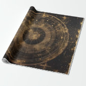 Papier Cadeau Carte des étoiles célestes d'or (5) (Déroulé)