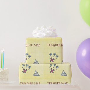 Papier Cadeau Carte des trésors Fête pirate