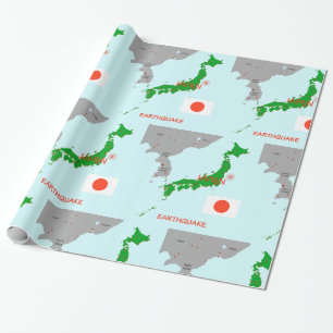 Papier Cadeau Carte du Japon Séisme Activité Sismique