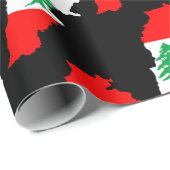 Papier Cadeau Carte du Liban avec drapeau (Coin rond)