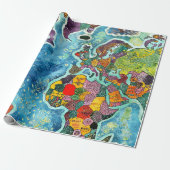 Papier Cadeau Carte du monde  (Déroulé)