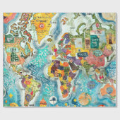 Papier Cadeau Carte du monde  (Plat)