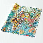 Papier Cadeau Carte du monde  (Déroulé)