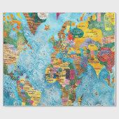 Papier Cadeau Carte du monde  (Plat)