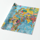 Papier Cadeau Carte du monde  (Déroulé)