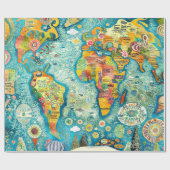 Papier Cadeau Carte du monde  (Plat)
