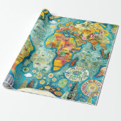 Papier Cadeau Carte du monde  (Déroulé)