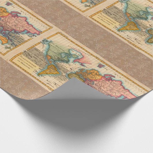 Papier Cadeau Carte du monde 1700s Antique Continents (Coin)