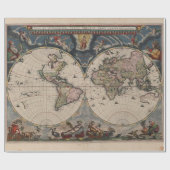 Papier Cadeau Carte du monde antique : Art de la cartographie hi (Plat)