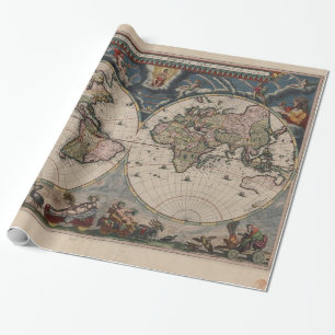 Papier Cadeau Carte du monde antique : Art de la cartographie hi