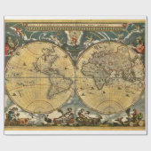 Papier Cadeau Carte du monde antique J. Blaeu 1664 (Plat)