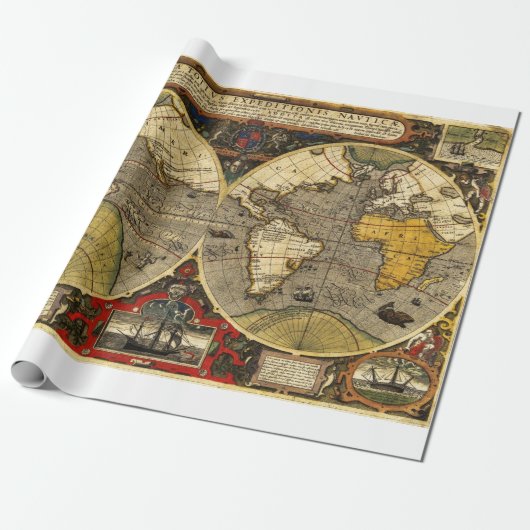 Papier Cadeau Carte du monde antique n°2 (Déroulé)
