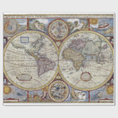 Papier Cadeau Carte du monde antique n°3 (Plat)