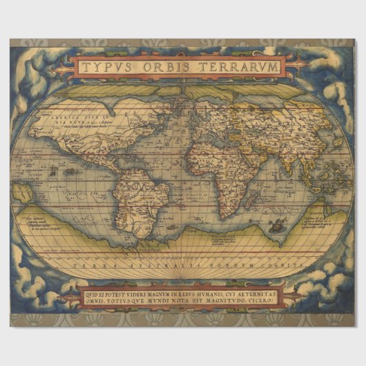 Papier Cadeau Carte du monde Antique Ortelius Europe Voyage (Plat)