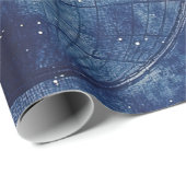 Papier Cadeau Carte du monde céleste vintage (2) (Coin rond)