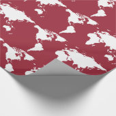 Papier Cadeau carte du monde de voyage blanc sur rouge (Coin)