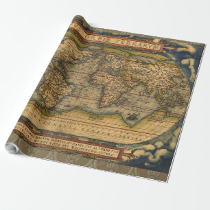 Papier Cadeau Carte du monde d'Ortelius 1570 : cartographie anti
