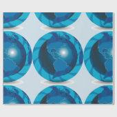 Papier Cadeau Carte du monde Globe Bleu Moderne (Plat)