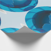 Papier Cadeau Carte du monde Globe Bleu Moderne (Coin)